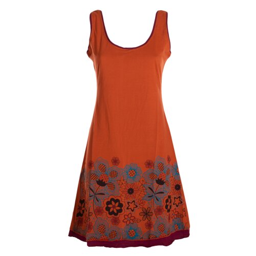 Vishes - Damen Longshirt-Kleid armlos Mini-Kleid Tunika-Kleid Shirtkleid dunkelorange 34-36