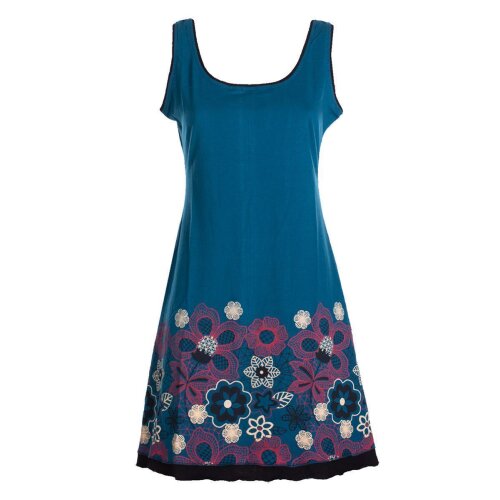 Vishes - Damen Longshirt-Kleid armlos Mini-Kleid Tunika-Kleid Shirtkleid türkis 44