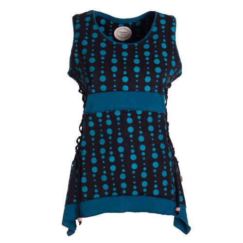 Vishes - Damen Sommer-Top Zipfel-Top Punkte T-Shirt mit Bändern zum Schnüren schwarz 42
