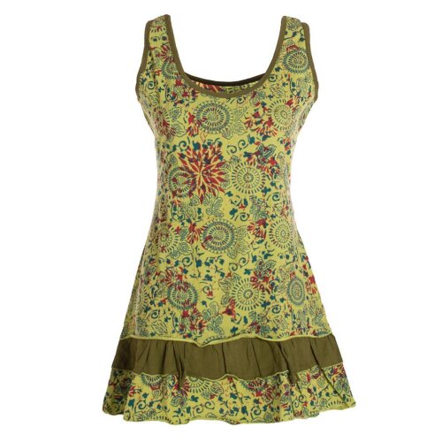 Vishes - Damen Lagen-Look Jersey-Tunika Sommerkleid Träger-Kleid hellgrün 36