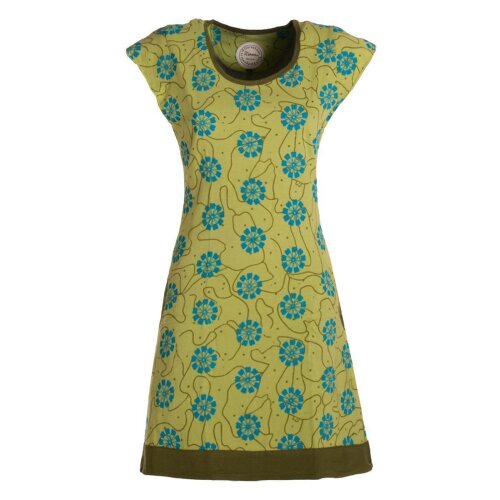 Vishes - Damen kurzarm Longshirt-Kleid Mini-Kleid Tunika-Kleid Shirt-Kleid hellgrün 48