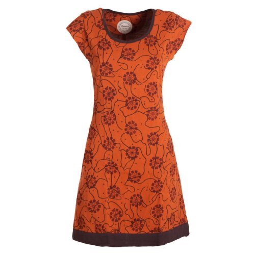 Vishes - Damen kurzarm Longshirt-Kleid Mini-Kleid Tunika-Kleid Shirt-Kleid orange 34