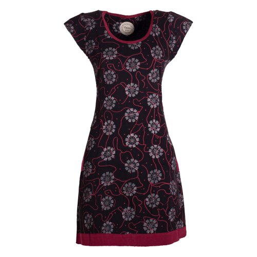 Vishes - Damen kurzarm Longshirt-Kleid Mini-Kleid Tunika-Kleid Shirt-Kleid schwarz 40