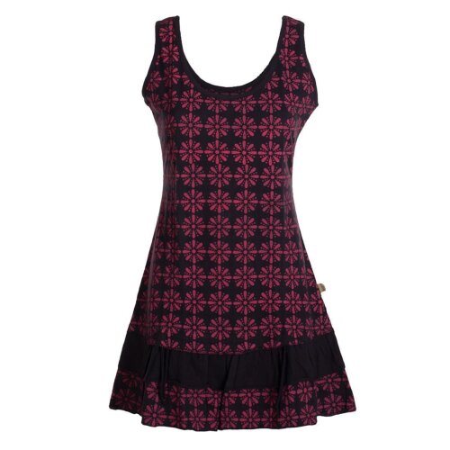 Vishes - Damen Lagen-Look Rüschen Jersey-Tunika Sommerkleid Träger-Kleid Schwarz 44