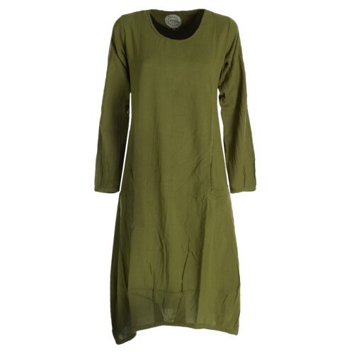 Vishes - Luftiges Damen Sommerkleid Langarm Longshirt-Kleid Shirt-Kleid olive 52