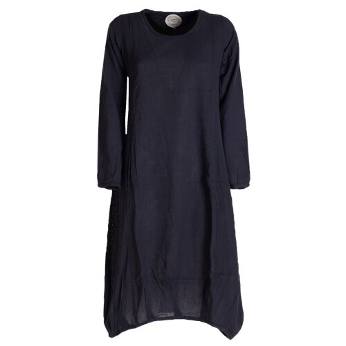 Vishes - Luftiges Damen Sommerkleid Langarm Longshirt-Kleid Shirt-Kleid schwarz 38