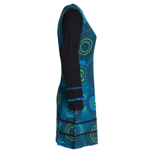 Vishes - Damen Langarm Longshirt-Kleid Sweatkleid Shirt-Kleid Madalas türkis 36