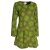 Vishes - Langarm Damen Blumen-Tunika Shirt-Kleid Glockenärmel Baumwolle olive 40