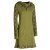 Vishes - Damen Lang-arm Kleid Schal-Kleid Winterkleider Baumwollkleid olive 34