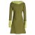 Vishes - Damen Blumen-Kleid Langarm-Shirtkleid Schal-Kleid Baumwollkleid olive 40