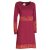Vishes - Damen Langarm Longshirt-Kleid Sweatkleid Shirt-Kleid Tunika-Kleid dunkelrot 44
