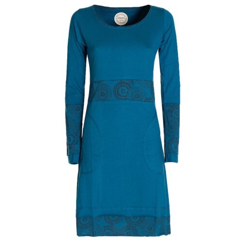 Vishes - Damen Langarm Longshirt-Kleid Sweatkleid Shirt-Kleid Tunika-Kleid türkis 46