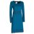 Vishes - Damen Langarm Longshirt-Kleid Sweatkleid Shirt-Kleid Tunika-Kleid türkis 48