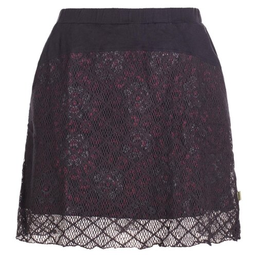 Vishes - Kurzer Damen Spitzen-Rock Baumwoll-Rock Bunt Blumen Lagen-Rock schwarz XL