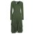 Vishes Langes Langarm Damen Kleid Bio-Baumwolle Einfarbig mit Schnürung V-Ausschnitt olive 38-40
