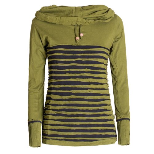 vishes Sweater cutwork mit Kragen olive-schwarz 38