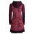 Vishes - Damen Blumen Mandala Jersey-Mantel Hippiemantel Kapuzenmantel dunkelrot 42