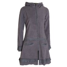 Vishes Damen lange Fleecejacke Fleecemantel...