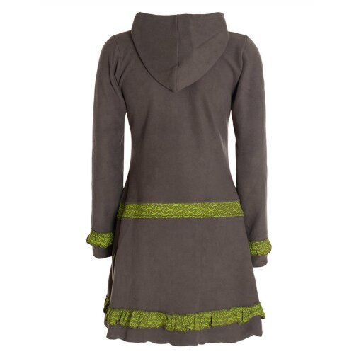 Vishes Damen lange Fleecejacke Fleecemantel Übergangsjacke weiches Fleece olive 38