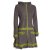 Vishes Damen lange Fleecejacke Fleecemantel Übergangsjacke weiches Fleece olive 50-52