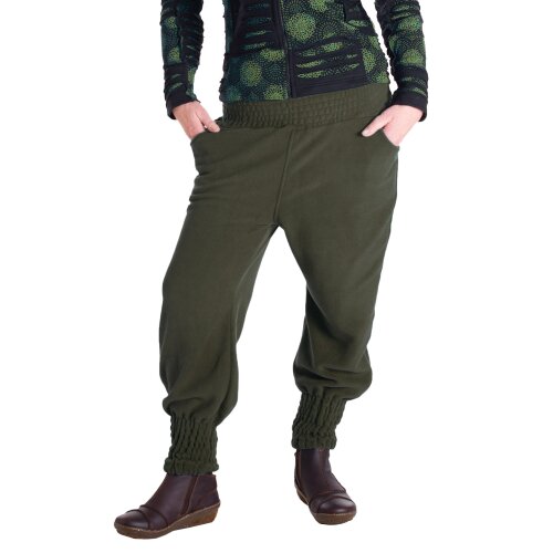 Vishes - Warme Damen Hose Winterhose Haremshose ECO Fleecehose Thermohose olive 44-46