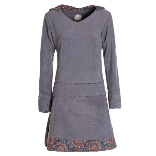 Vishes - Extra warmes Winterkleid Damen Pullover-Kleid Sweatkleid Eco-Fleece grau 38