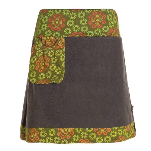 Vishes - Thermorock warmer Side-Bag Damen Winterrock kurz Minirock aus ECO-Fleece olive 32-34