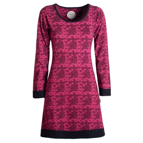 Vishes - Leichtes Langarmshirt-Kleid Damen Langarm Kleider 70er 80er retro dunkelrot 42