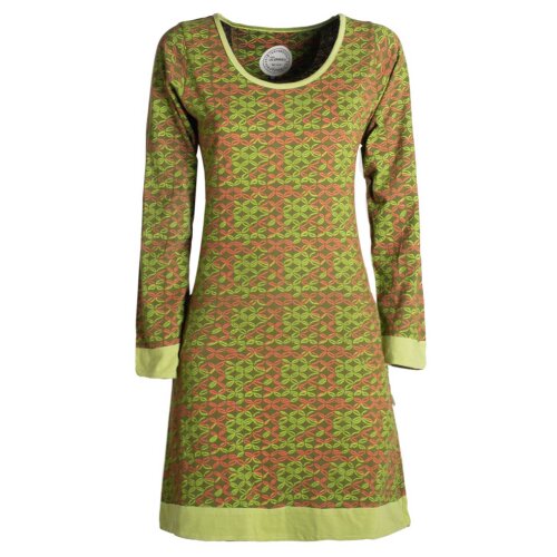 Vishes - Leichtes Langarmshirt-Kleid Damen Langarm Kleider 70er 80er retro olive 42