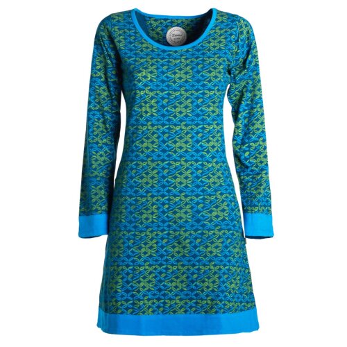 Vishes - Leichtes Langarmshirt-Kleid Damen Langarm Kleider 70er 80er retro türkis 42