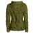Vishes - Damen-Jacke Blumen Patch-Sweatjacke Hippie-Jacke Kapuzenjacke olive 40