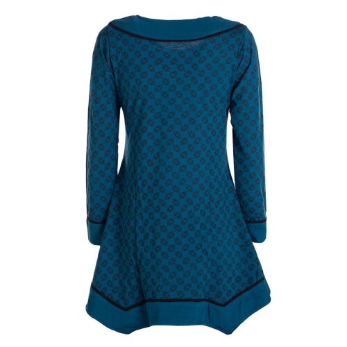 Vishes - Langarm Damen Tunika Shirt-Kleid Ethno Zipfel-Bluse Blusenkleid türkis 40