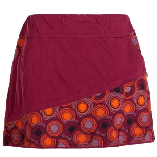 Vishes - Kurzer Rock Damen Mini-Rock Blumen Röcke, retro 70er 80er dunkelrot 46