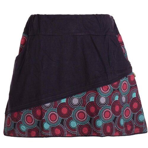 Vishes - Kurzer Rock Damen Mini-Rock Blumen Röcke, retro 70er 80er schwarz 46-48