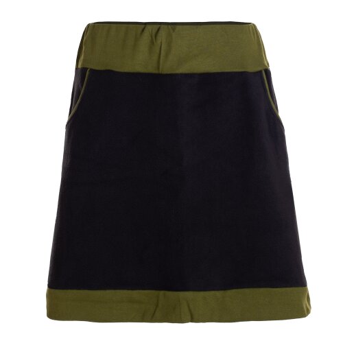 Vishes - Thermorock warmer Damen Winterrock kurz Minirock aus ECO-Fleece schwarz-olive 50