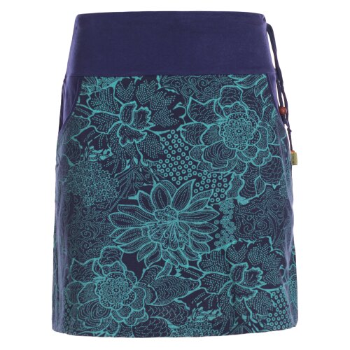 Vishes - Kurzer Damen Baumwoll-Rock Mini-Rock mit Blumen-Spitze bedruckt dunkelblau 46