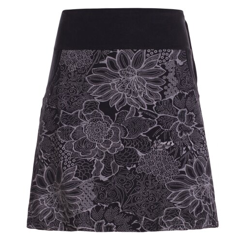 Vishes - Kurzer Damen Baumwoll-Rock Mini-Rock mit Blumen-Spitze bedruckt schwarz 42-44