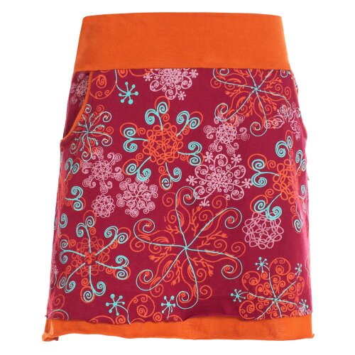 Vishes - Kurzer Damen Sommer-Rock Sommerröcke mit Blüten bunt bedruckt dunkelrot 46