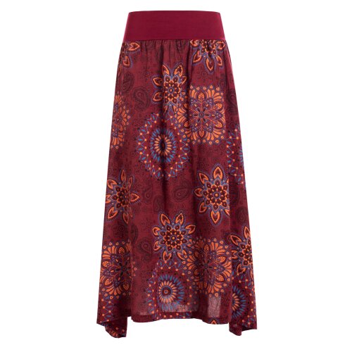 Vishes - Langer Damen Sommer-Rock Sommerröcke Bunt mit Mandalas bedruckt dunkelrot 40