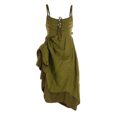 Vishes - Damen Sommer-Kleider längen-verstellbar Spagettiträger-Kleid olive 48