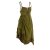 Vishes - Damen Sommer-Kleider längen-verstellbar Spagettiträger-Kleid olive 48