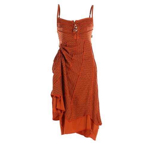 Vishes - Damen Sommer-Kleider längen-verstellbar Spagettiträger-Kleid orange 44