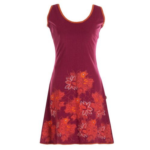 Vishes - Damen Longshirt-Kleid Sommer Mini-Kleid Tunika-Kleid Shirtkleid dunkelrot 40