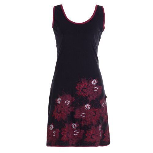 Vishes - Damen Longshirt-Kleid Sommer Mini-Kleid Tunika-Kleid Shirtkleid schwarz 44