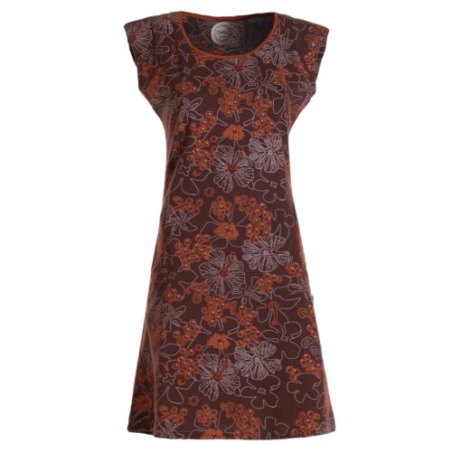Vishes - Kurzarm Damen Sommer-Kleid Longshirt-Kleid Tunika-Kleid Mini-Kleid braun 36