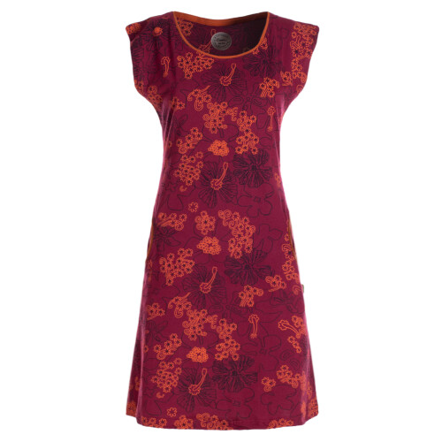 Vishes - Kurzarm Damen Sommer-Kleid Longshirt-Kleid Tunika-Kleid Mini-Kleid dunkelrot 36