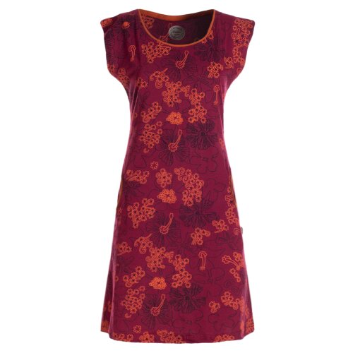 Vishes - Kurzarm Damen Sommer-Kleid Longshirt-Kleid Tunika-Kleid Mini-Kleid dunkelrot 40