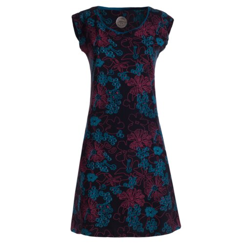 Vishes - Kurzarm Damen Sommer-Kleid Longshirt-Kleid Tunika-Kleid Mini-Kleid schwarz 36