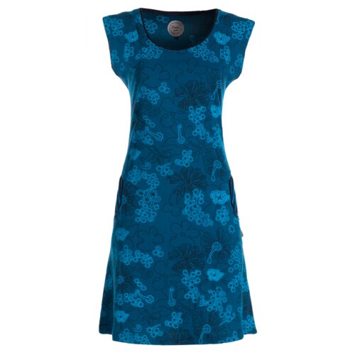 Vishes - Kurzarm Damen Sommer-Kleid Longshirt-Kleid Tunika-Kleid Mini-Kleid türkis 34