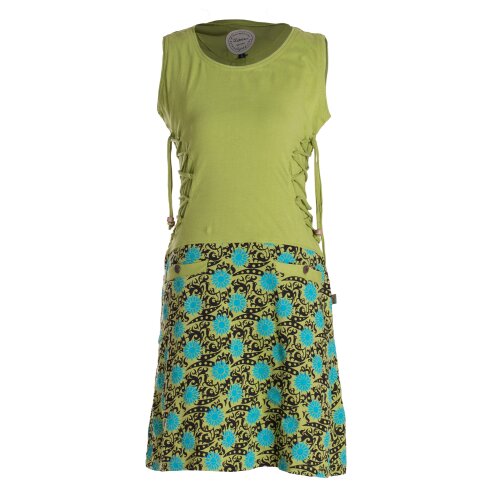 Vishes - Damen Sommerkleid armlos-es Blumen-Kleid Tunika-Kleid T-Shirtkleid hellgrün 32-34